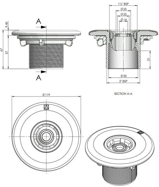 Mlaznica Multiflow za prefabricirane bazene
