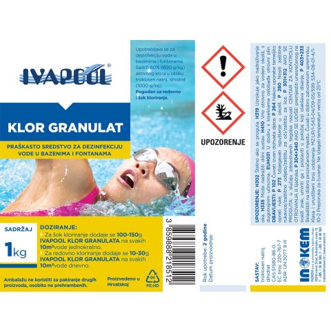 Ivapool klor granulat 60% aktivnog klora 1 kg